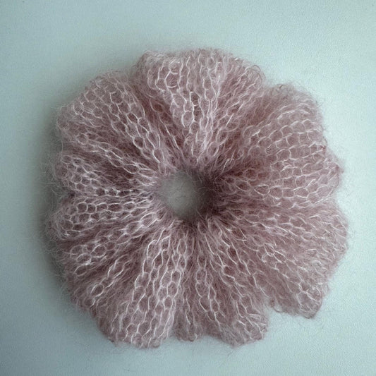 Handmade Silk Mohair Scrunchie: Knitted Soft Hair Gift Luxury Accessory