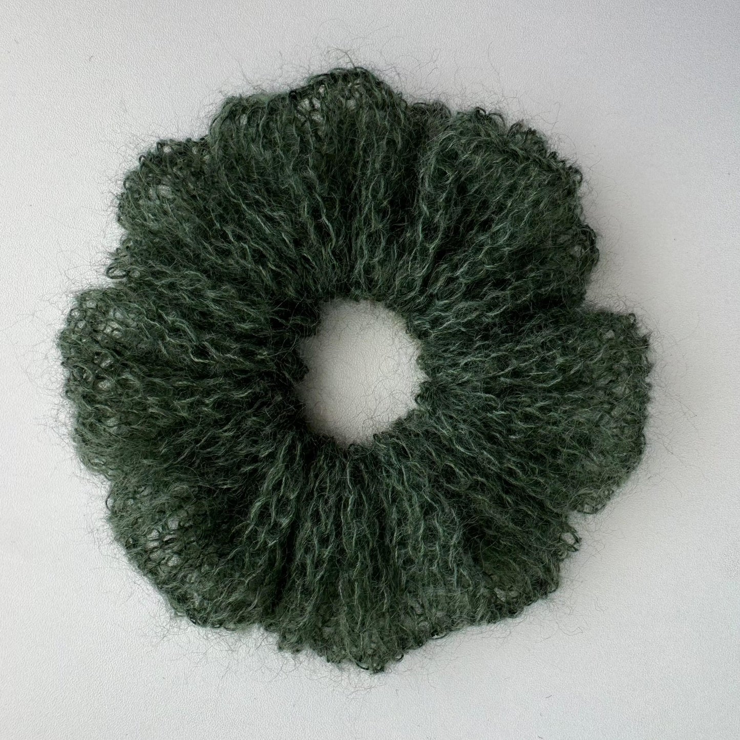 Handmade Silk Mohair Scrunchie: Knitted Soft Hair Gift Luxury Accessory